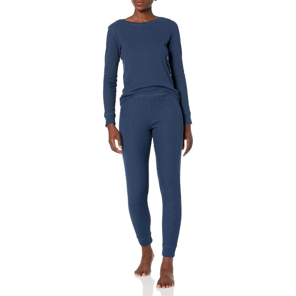Women's Waffle Slim Fit Pajama Set, 2 Piece Long Sleeve